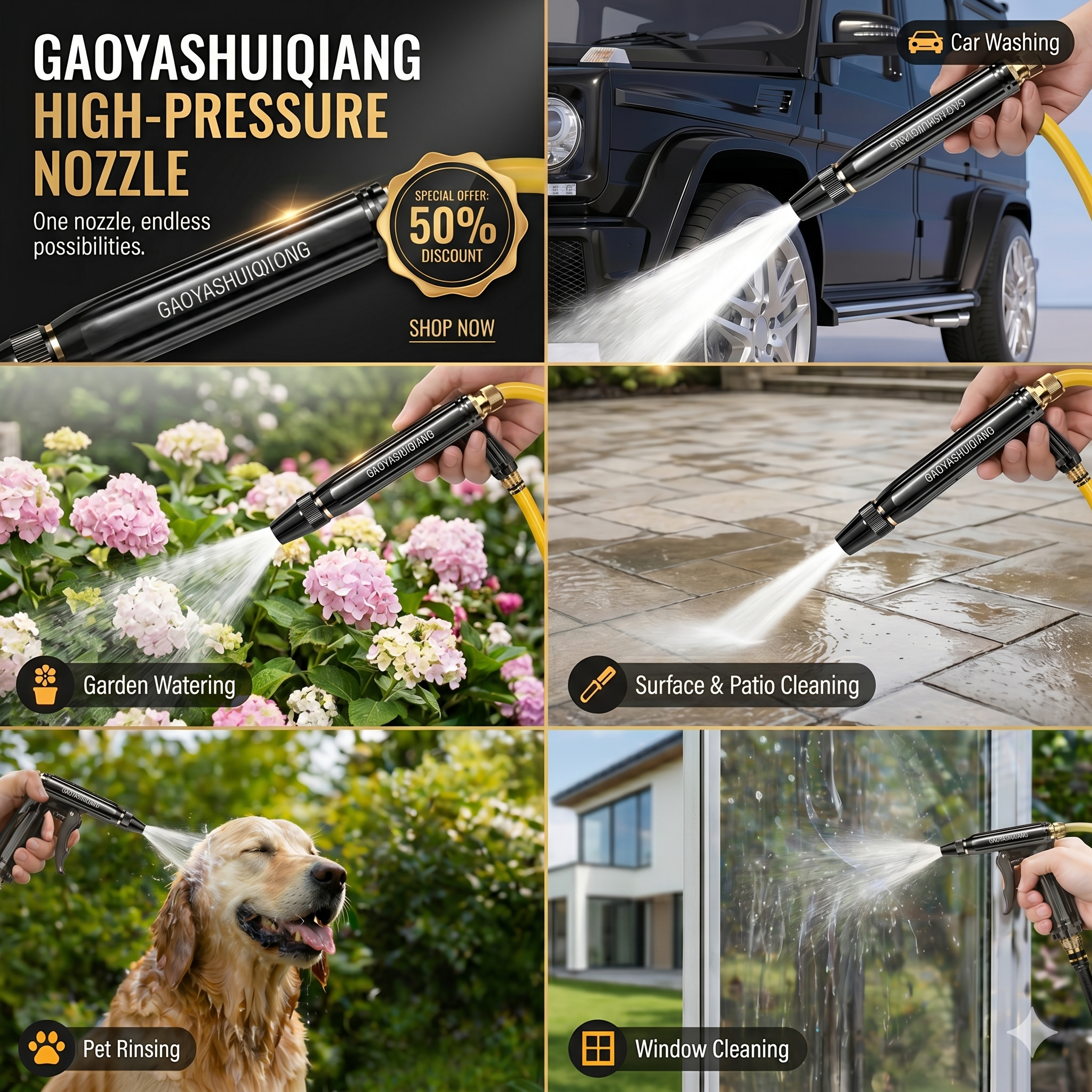 🚗 LAST DAY 50% OFF ✨Powerful High-Pressure Home Car Wash & Garden Sprayer